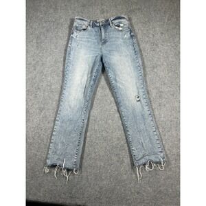 DAZE Denim Jeans Womens 29 Blue Distressed Raw Hem High Rise Straight